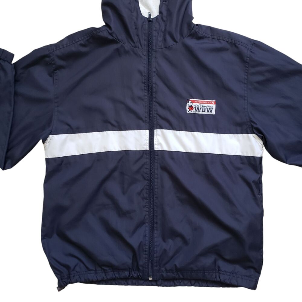 Vintage Walt Disney World Windbreaker Jacket Small Blue Full Zip Hooded Lined - Picture 6 of 12